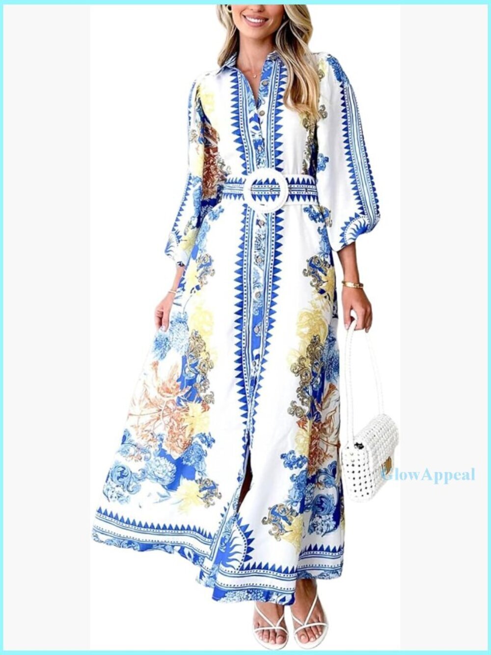 Long Sleeve Maxi Dress with Tie Waist and Pockets, Floral Print